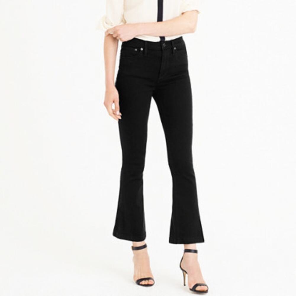 J.Crew Black 28 Billie Demi Boot Crop Denim Jeans Cotton High Rise Regular Fit
